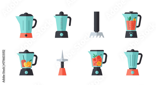 Teal and Orange Blender Icons - Various Stages and Components.