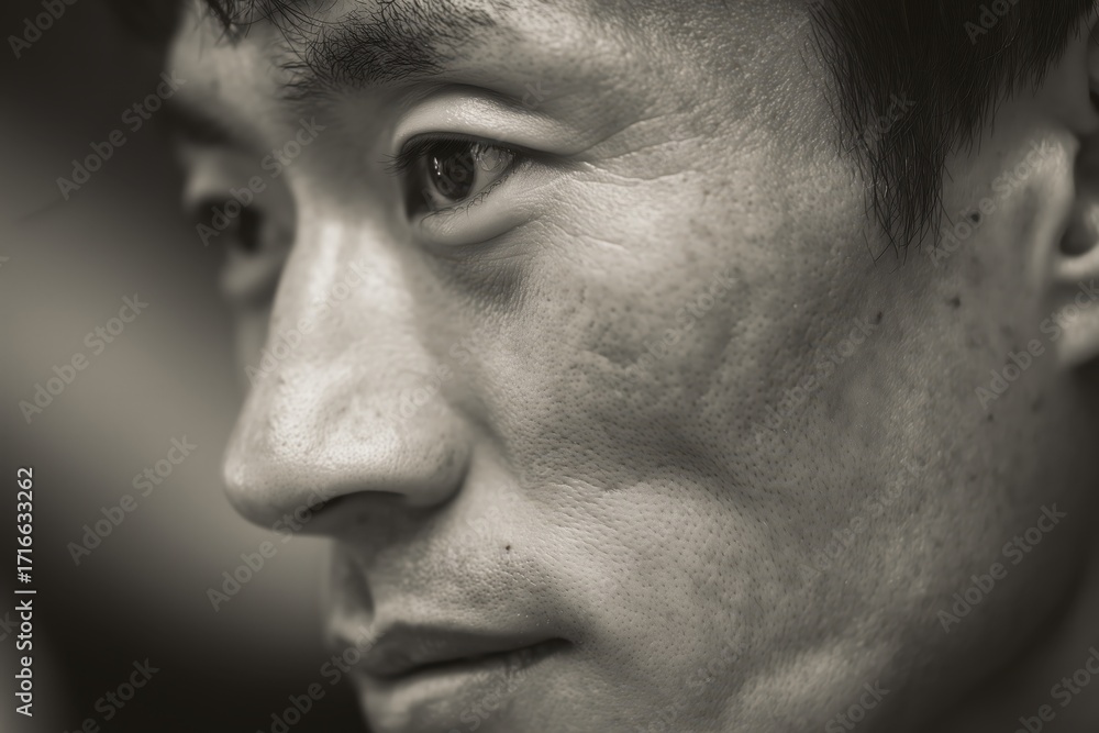 Obraz premium A closeup look into the life of a Japanese professional revealing the depth of dedication in business.