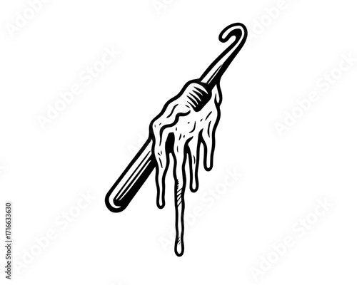 Melting Thread – Surreal Crochet Hook Illustration