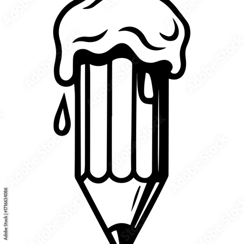 Ice Cream Pencil Icon – Surreal Creativity Meets Dessert Vector