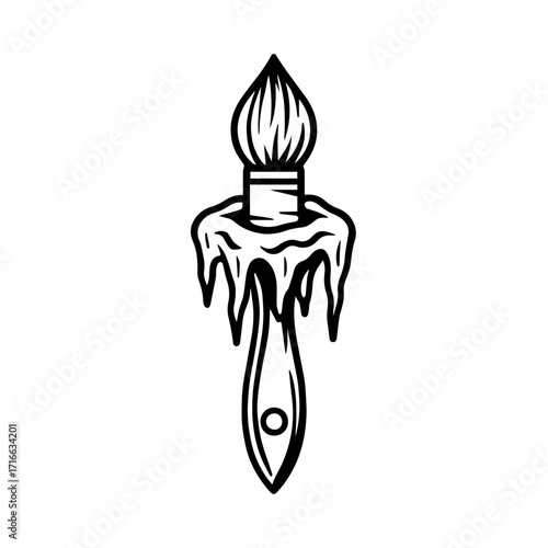 Melting Paintbrush Icon – Surreal Creativity Vector