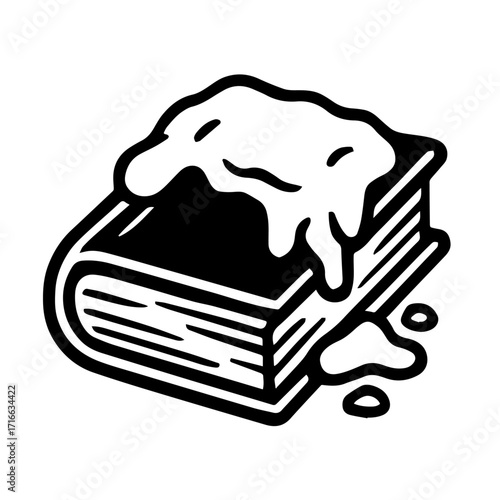 : Melting Book Icon – Surreal Knowledge Decay Vector