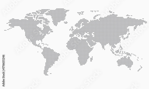 Black and white dotted World Map