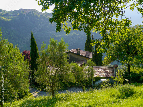 Fényképezés View of houses in the small village of Musio, a district of Tremosine