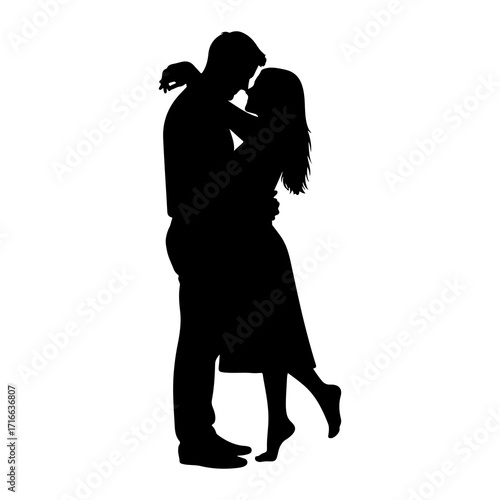 Couple embracing silhouette embrace love