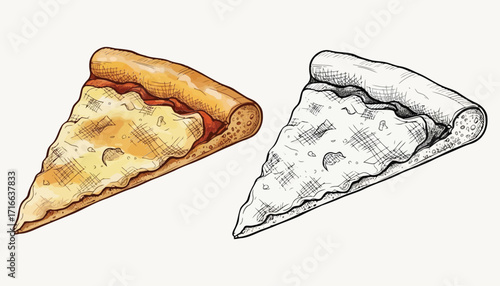 Illustration of a pizza slice, showcasing its delicious toppings and crust, perfect for satisfying cravings and enjoying a tasty meal with friends and family