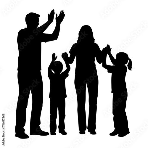 Family clapping hands together parents children