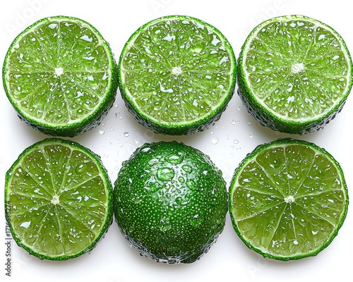 Close-up view of fresh limes