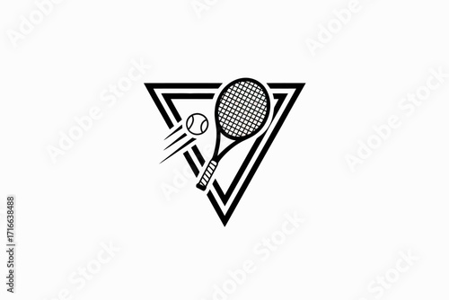 Modern Tennis Club Logo Design with Racket and Ball Silhouette Graphic Vector Illustration for Branding and Sport Promotion