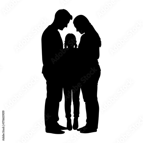 Family silhouette togetherness prayer parents child