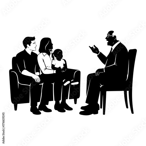 Family therapy session with therapist counseling