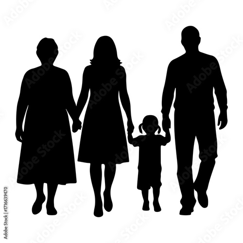 Family walking together holding hands people parents