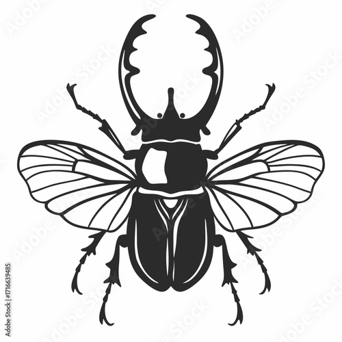 Dust root beetle silhouette on white background