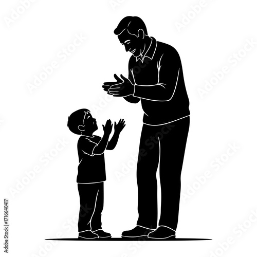 Father and son clapping hands child