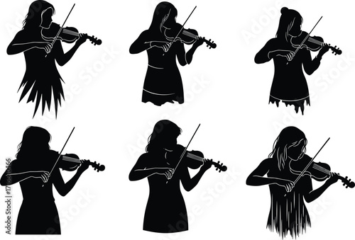 Violin player silhouette, musician performing, classical music art, orchestra performance, artistic posture, musical instrument, elegant style, creative expression, concert stage, harmony