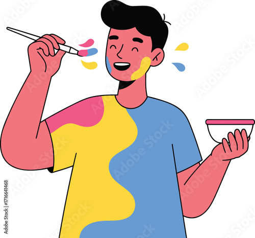 A Person Joyfully Painting Their Face