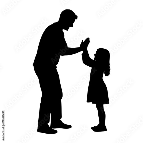 Father daughter high five silhouette clapping