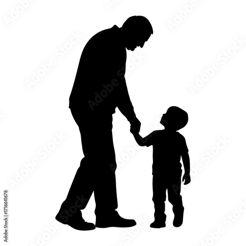 Father holding childs hand holding hands silhouette