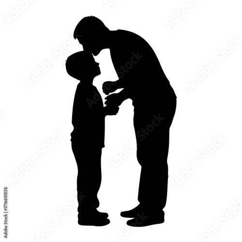 Father kissing son forehead embrace