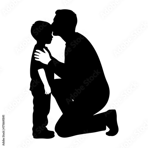 Father kissing son silhouette family