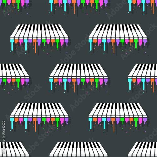 Seamless Pattern Abstract Elements Concert, Performance, Music Piano Keys Notes Vector Design Style Background Illustration Texture For Prints Textiles, Clothing, Gift Wrap, Wallpaper, Pastel