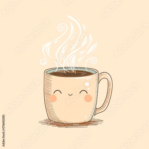 cozy coffee mug with a whimsical kawaii doodle
