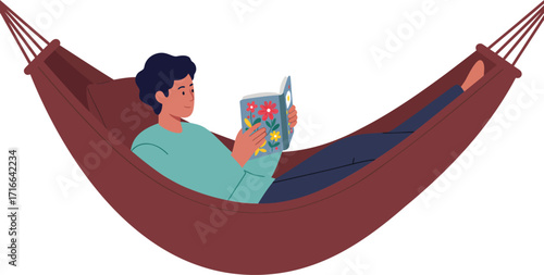 Person Reading a Book While Relaxing in a Hammock