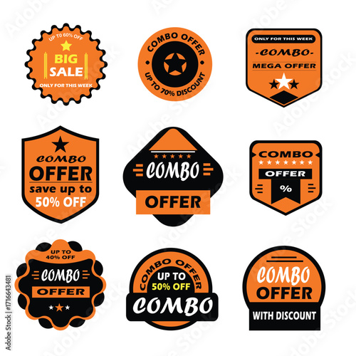 set of vector sale labels, black friday sale, cyber monday sale
