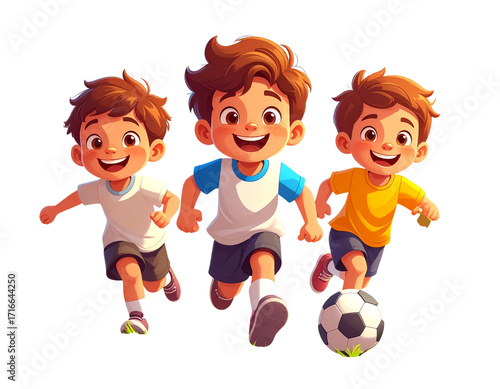  Happy Children Playing Football Outdoors PNG