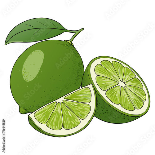 Fresh Lime Slice Vector Illustration
