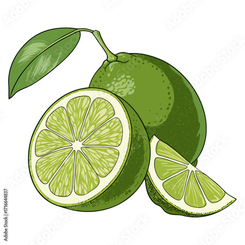 Fresh Lime Slice Vector Illustration
