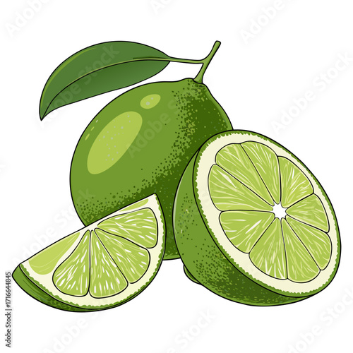 Fresh Lime Slice Vector Illustration
