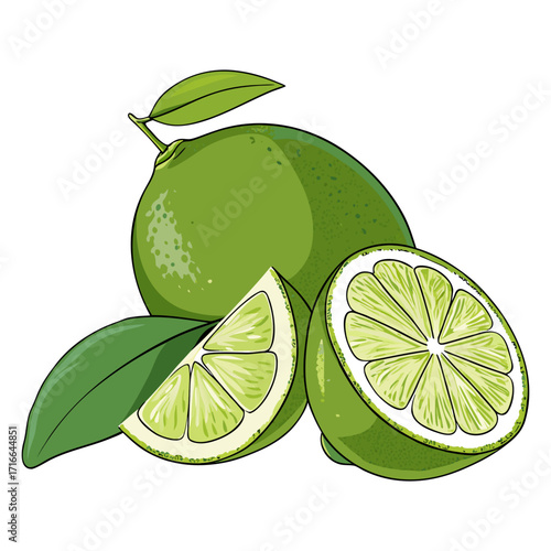 Fresh Lime Slice Vector Illustration