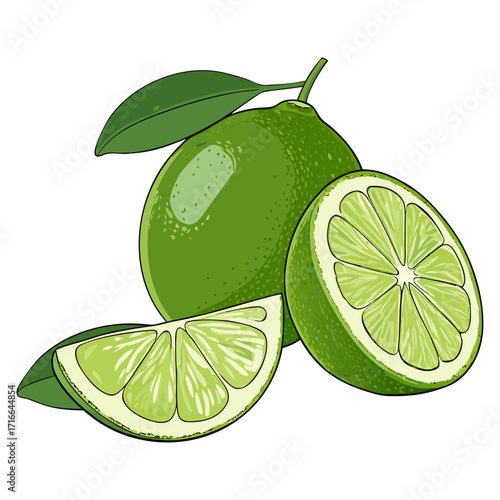 Fresh Lime Slice Vector Illustration