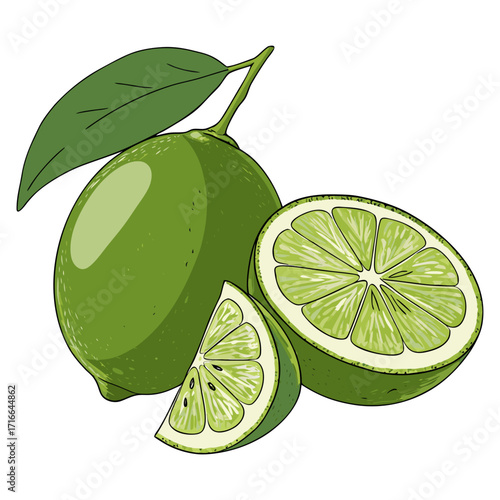 Fresh Lime Slice Vector Illustration