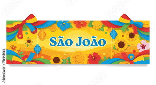 Festa Junina Sao Joao Festive Banner Decorative Elements Bright Colors Cheerful Celebration