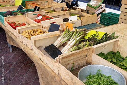 Market stall with fresh vegetables and fruit in Nice, Cote d'azur, France, French Riviera