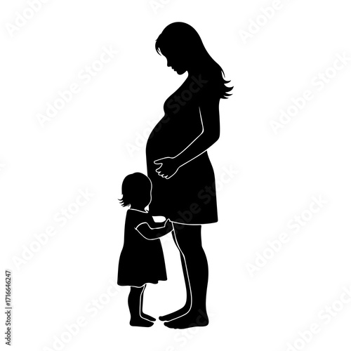Pregnant mother and child silhouette pregnant woman