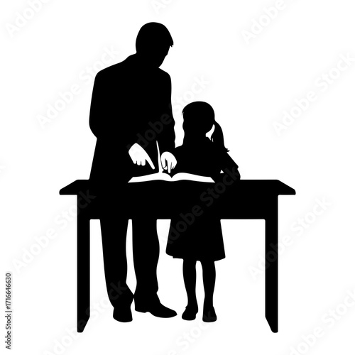 Teacher guiding student with book learning education