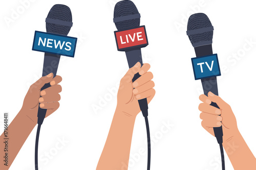 Hands of Journalists with Mics