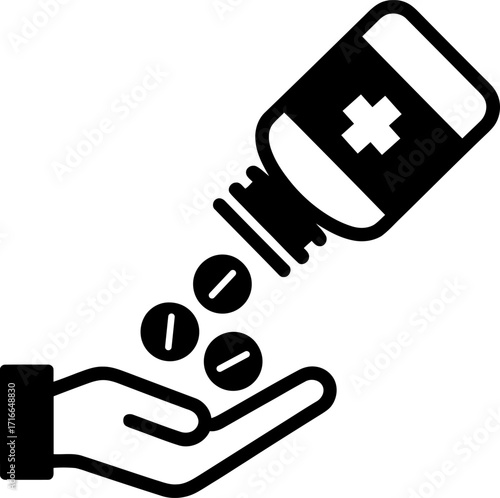 Medicine Bottle Pouring Pills into Hand