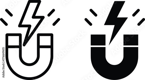  Magnet and Lightning Bolt Icon
