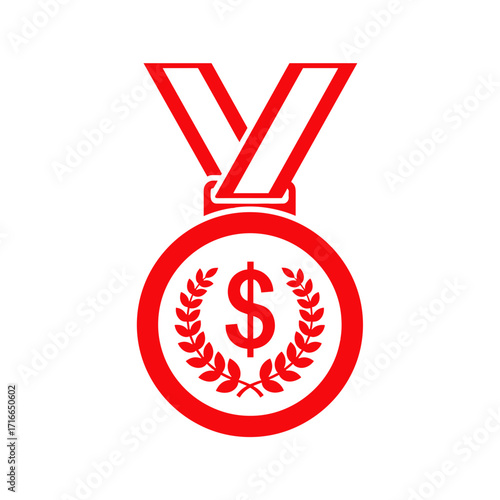 Financial medal concept illustration with dollar symbol on transparent background