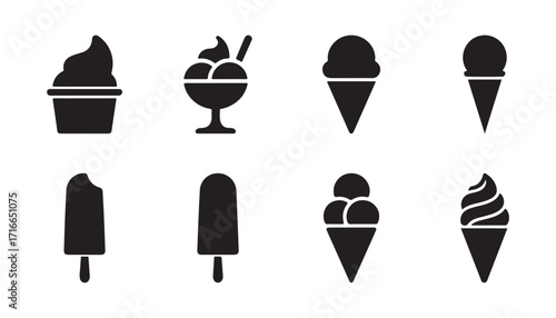 Vector ice cream icon set collection