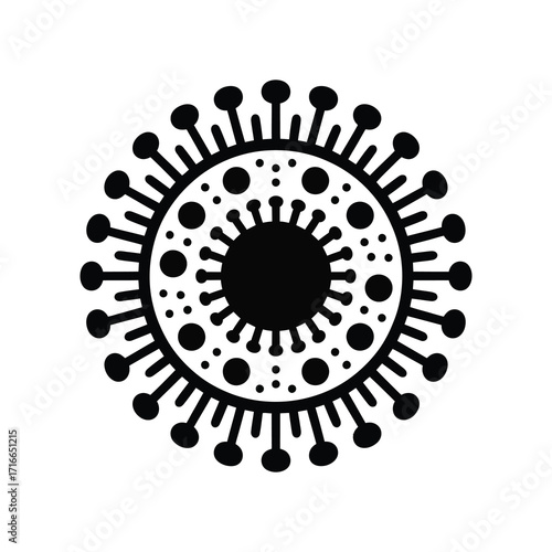 Microscopic Virus: A meticulously crafted illustration unveils a detailed depiction of a virus, focusing on its intricate structure and scientific representation.