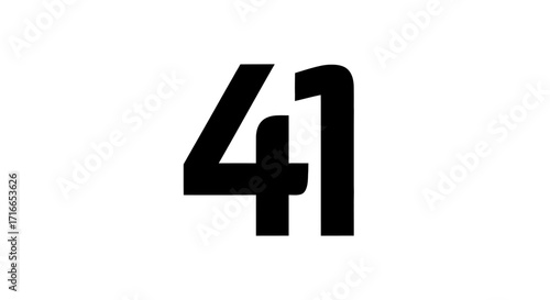 Bold and modern number 41 graphic for sleek designs, impactful presentations, or minimalist branding projects that need a strong numerical statement
