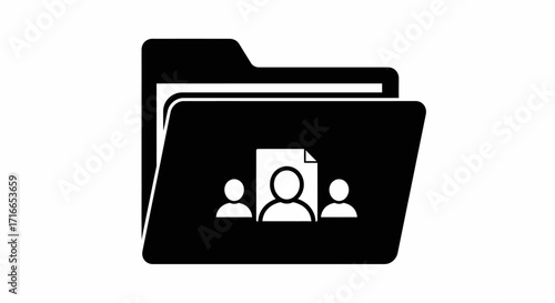 Streamline team management with this sleek icon featuring profiles in a folder for human resources, employee data, and collaborative project management