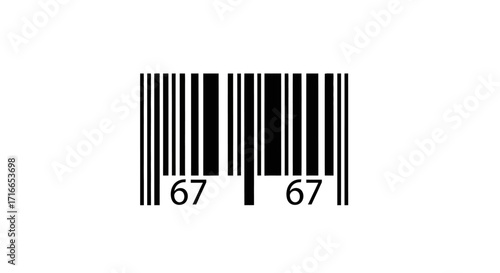 Modern barcode design with bold black stripes and clear '67' identification numbers for efficient product tracking and inventory management solutions