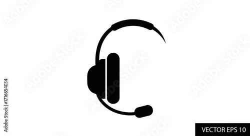 Modern headset icon for communication and support, ideal for call centers, remote work, and customer service solutions, perfect for business and help