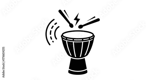 Feel the rhythm of the drums with this striking black and white icon, perfect for music lovers and creative projects alike, get your groove on now!
